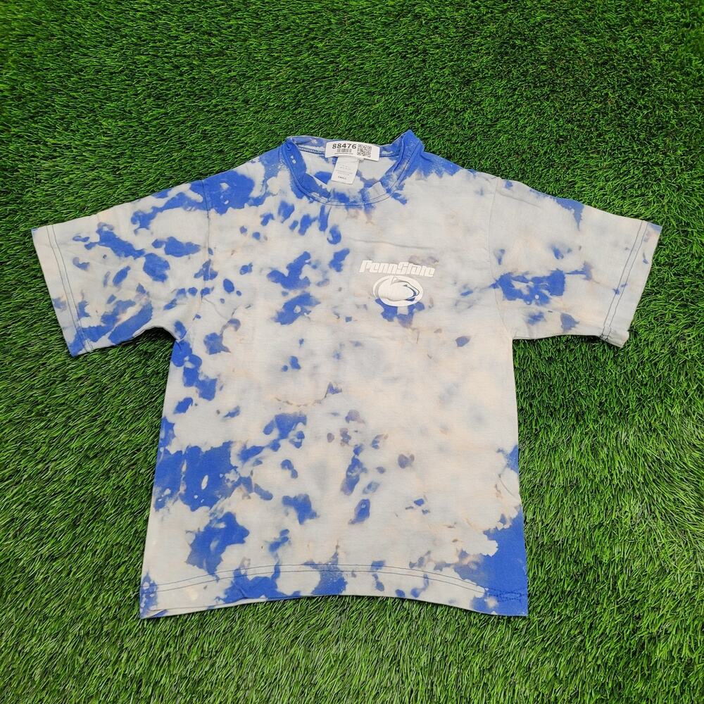 Vintage Penn-State Shirt Womens Small 17x23 Bleached Tie-Dye Made In USA